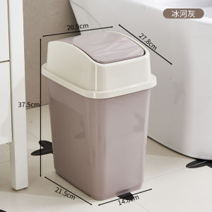 Large Size Swing Cover Trash Can for Home Kitchen Bathroom Living Room with Lid Toilet PP Material Square Shape Garbage Can