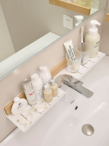 Bathroom Vanity Storage Shelf Toilet Washstand No Drilling Required Wall Mounted Faucet Rack Real Wood One Layer Organizer