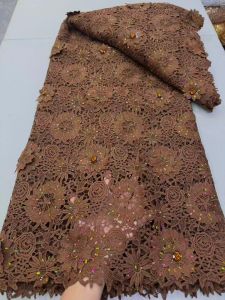 Nigerian Cord Guipure Lace Fabric 2026 High Quality with Big Stones Water Soluble African Lace Fabric Wedding Dress for Sewing