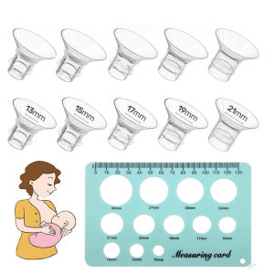 Flange Sizing Kit with 10PCS Flange Inserts 13/15/17/19/21mm Nipple Measurement Tool Silicone Breast Pump Flange Insert Kit