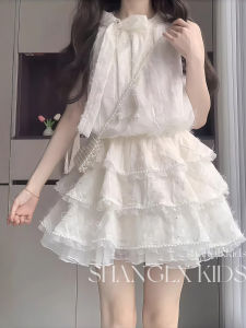 SHANGLEXIONG | Đầm Công Chúa Trắng Elegent Duy Nhất cho Bé Gái Mùa Hè Kiểu Bánh Kem