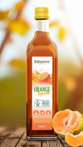 Sohamna Organics Orange Squash | 500ml | Made with Organic Oranges | Natural Citrus Beverage