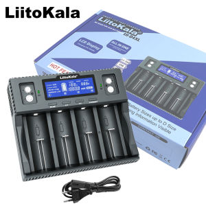 LiitoKala Lii-D4XL Smart Charger 4 Slots LCD For 18650 21700 26650 32700 AA AAA C D 9V LiIon NiMH LiFePO4 Universal Fast Home