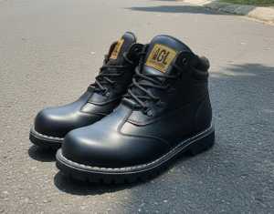 SEPATU SAPETY BOOTH PRIA AGLS KULIT sol karet
