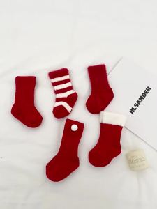 Thick Warm Winter Red Socks for Newborns