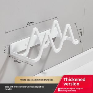 Wall-Mounted Pot Lid Holder Kitchen Storage Rack Cutting Board Stand Case Study Space Aluminum No Drilling Required