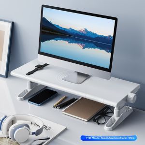 Adjustable Height Computer Monitor Stand Desktop Tower Notebook Cooling Support Frame Home Office Base for Keyboard Placement