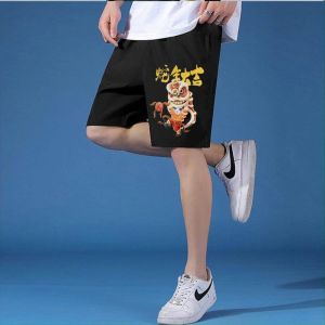 กางเกงขาสั้นลำลอง สำหรับผู้ชาย ผ้าวอร์ม ผ้ายืด ไม่ย้วย ลายสกรีนไม่หลุด ไม่ลอก มีกระเป๋าข้าง ใส่ออกกำลังกายได้