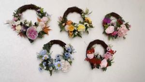 Vòng hoa giả treo cửa - đường kính 35 đến 45 cm - hoàn thiện y hình - Cây giả hoa lụa Decor trang trí nhà cửa