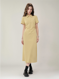 Váy Ngắn Cổ Polo Màu Trơn Kiểu Pháp Đơn Giản Váy Dài Mùa Hè Mới Về Váy Chữ a Bó Eo Tay Ngắn Chất Liệu Viscose