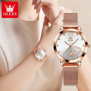 OLEVS jam tangan wanita korea terbaru 2023 anti air original asli import elegan mewa desain pelat jam berbentuk hati berlian jam tangan cewek aesthetic - hadiah buat pacar cewek