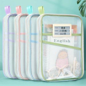 A4 Student Books Storage Bags-3 Layer Large Capacity Document Bag Stationery Organizer Folders Upgraded Student Transparent Mesh File Bag Exam Use Bag