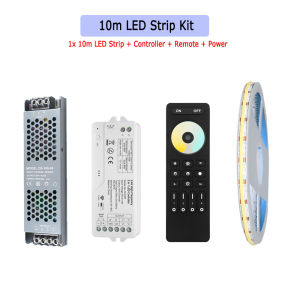 No Noise Flicker Free 5M 10M 20M COB CCT LED Strip 24V Dimmable Ceiling Room Light 2.4G RF Remote Control Dual White 2700K-6500K