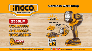 Ingco CWLI20887 20V Cordless Work Lamp 2500 Lumens