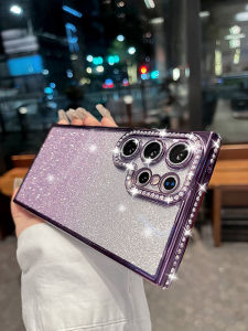 Accessible Luxury Rhinestone for Samsung S24ultra Phone Case S24 New Arrival S23ultra Fancy Female S24 + Case with Lens Protector All-Inclusive Drop-Resistant S22u Glitter Transparent Silicone Protective Case