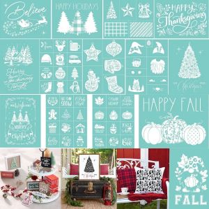 Reusable Self-Adhesive Mesh Stencils For Polymer Clay Christmas Tree &Halloween Texture Print Kits Stamp Jewelry T-shirt Making