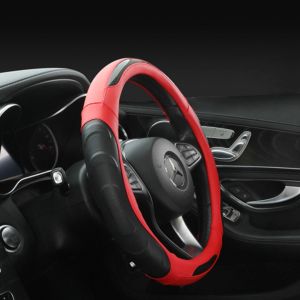 POWERLONG PH JX-94 Car Steering Wheel Cover Comfortable Standard Anti-Slip Leather Sport Type Steering Wheel Cover 38cm/15 inch