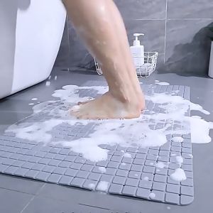 【SG stock】Bathroom Floor Mat Anti Slip PVC Shower Mat Safety with Suction Cups and Drain Holes Anti-slip Bathtub Mat Toilet Mat Non-slip