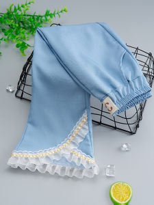 Girls Summer Thin Bell Bottom Pants Breathable Long Trousers Mosquito Proof Floral Edge Korean Style Childrens Jeans