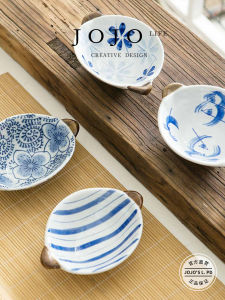 Japanese Style Hand-Painted Ceramic Fruit Salad Bowl Small Snack Bowl Underglaze Color Dinnerware Dish round Shape Home Use