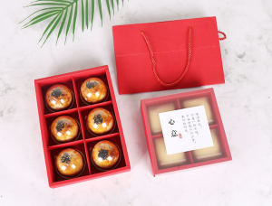 Red New Year Mooncake Packaging Box Gift Box for 2 4 6 Pieces 100g Egg Yolk Snowflake Sugar Cookies Biscuits Bakery Supplies