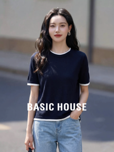 Basic House | Contrast Color 100% Tencel Thin Summer Faux Two-Piece Top