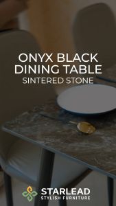 STARLEAD Set Meja Makan Batu Sinter - Onyx Black