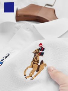 ROMON | Lormen Mens Ice Silk Short Sleeve Polo Shirt Summer Thin Cotton Casual Business Leisure Collar Pure Cotton T-Shirt Body