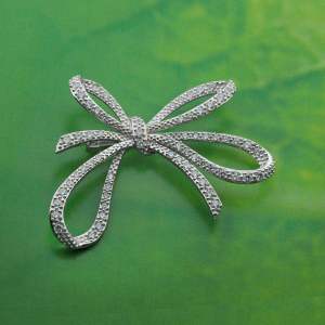 ZHULIAN KERONGSANG DOUBLE RIBBON RHODIUM (🎁+ORIGINAL HQ)💜 - BROOCH/PIN TUDUNG