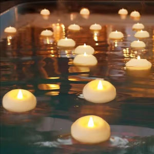 Floating Candle Lights LED Electronic Candles Float on Water Tealight For Christmas Wedding Water-Sprinkling Festival Party Decor