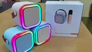 ( SALE MẠNH ) Loa Karaoke k12 - Loa Bluetooth Mini Tặng Kèm 2 Micro Hát Không Dây Có Tay Cầm Bass Hay Điều Chỉnh Giọng Âm Thanh Trong