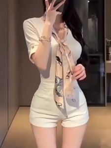 Yoohui CS027 Kemeja Lengan Panjang Tie Shirt Peri Korea Tren Syal Pita V-neck Prancis Desain Elegan Dan Atasan Slim Fit Blouse Atasan Crop Kasual Atasan Sifon Kaos