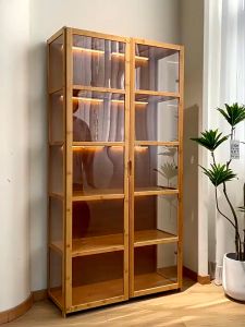 LACC Display Cabinet High End Quality 4/5 Layers 2Doors Acrylic Bookshelf Cabinet Dustproof Bedroom Glass Cabinet Bookcase Display Rack