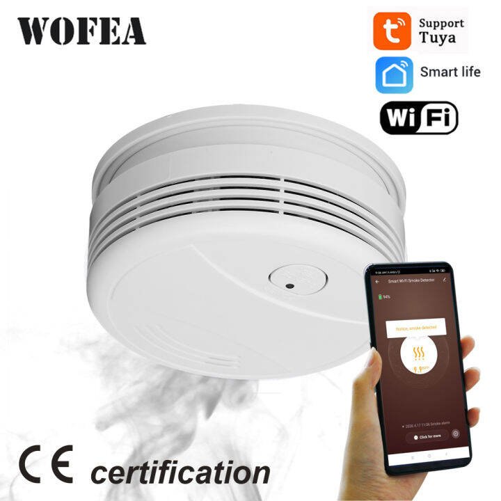 Wofea WiFi Smoke Detector Home Security Fire Alarm System Tuya Smart ...