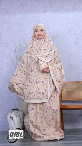 Mukena dewasa bunga jamilah qiblaty New 2in1 resleting renda katun mikro printing
