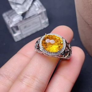 Natural citrine mens ring beautiful gem from Brazil 925 sterling silver precision manufacturing men ring with Citrine
