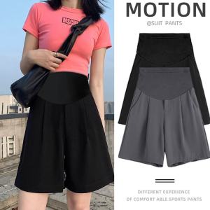 Maternity Summer Shorts Womens Thin Wide Leg Suit Pants Casual Bottoming Trousers for Pregnant Women Comfortable Cotton Blend