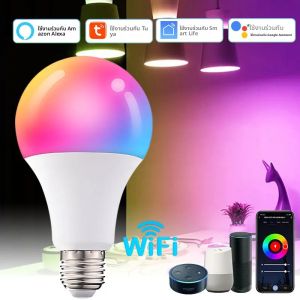 Tuya AC 220V 110V สมาร์ท WiFi หลอดไฟ LED E27 10W 15W 20W Alexa LED โคมไฟ Smart Life APP Google Assisatnt Echo Voice Control