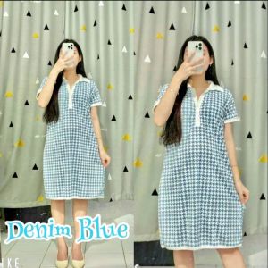 Dress Samira Model Midi Kerah Kombinasi