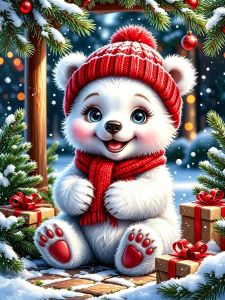 HUACAN Diamond Painting Bear Animal Christmas Mosaic 5d Winter Snow Diy Handmade Full Square Round Drill Rhinestones