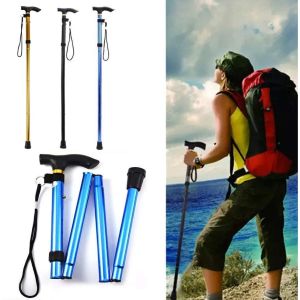 FOCANO Aluminum Metal Folding Walking Stick with Adjustable Height and Non-slip Rubber Base Telescopic Walking Stick Foldable cane adjustable Portable safety elderly walking stick