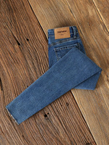Blue High-Waist Stretchy Denim Jeans Womens Autumn Slimming Tightened Cuffed Pencil Pants Retro Style Casual Comfortable