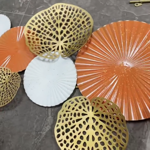 130x50cm Home Ornaments Iron Art Metal Hollowed Out Turtle Back Leaf Lotus Leaf Wall Decoration Background Hanging Ornaments