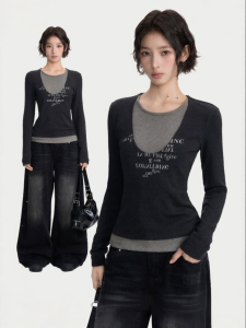 KBVVR | Vintage Fitted Two-piece Illusion T-shirt Long Sleeve