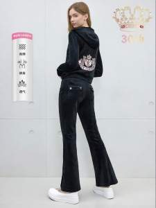 Juicy Couture | Anniversary Velvet Stretch Flared Slim Fit Trousers