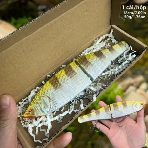 1PC 18cm 50g Mồi Câu Cá Cứng Nổi 2 Khúc 360 ° Cá Bơi Tự Nhiên Ở Nước Mặn Và Nước Ngọt