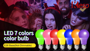 Keso หลอดไฟ LED 9W สีสันสดใส 7 สี ขั้ว E27 ใช้แต่งห้องนอน ห้องนั่งเล่น KTV สร้างบรรยากาศอบอุ่น