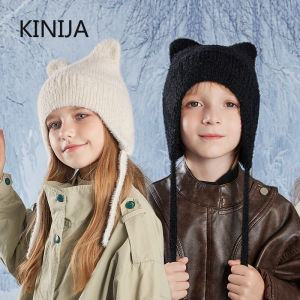 Knitted Hat Winter Children Ear Protection Beanie Hat Cute Cat Ear Hat Wool Hat Plush Cold-proof Warm Hat Boy Girl