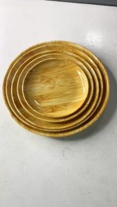 Đĩa nhựa vân gỗ đĩa tròn đĩa nhựa quán ăn dĩa nhậu có 3 size