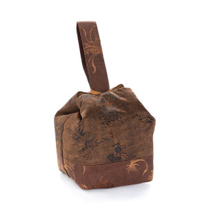 Thickened Xiangyun Silk Tea Set Storage Bag Portable Outdoor Travel Drinking Tea Clouds of Blue Floral Embroidery Tea Ceremony Bag